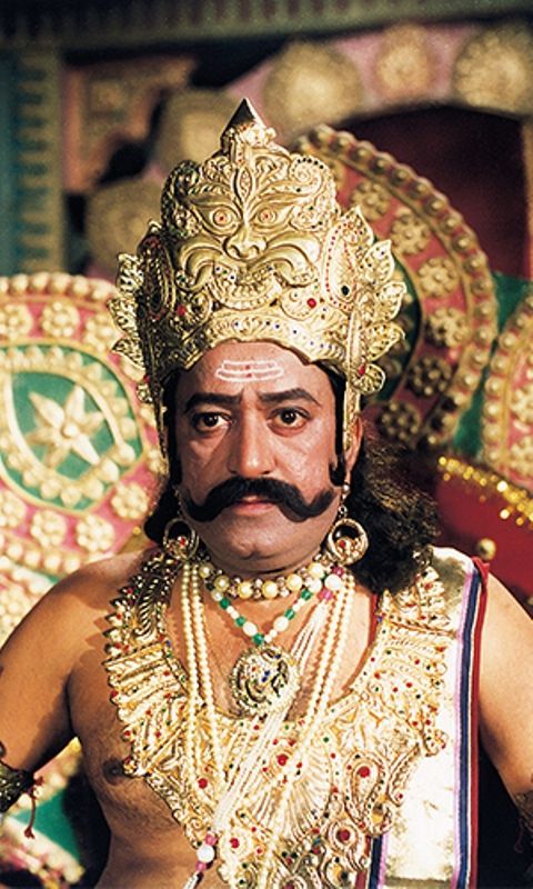 Arvind Trivedi som Ravan i en stillbild från Ramayan